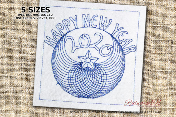 2020 New Year Abstract Pattern Redwork