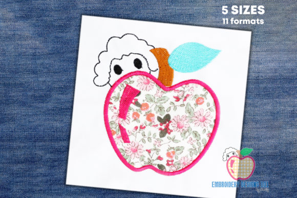 An Outline Sketch of Apple: A Charming Embroidery Design