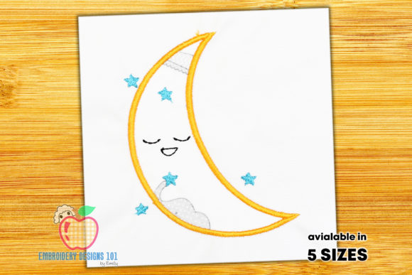 Charming Moon in Sleeping Position Applique