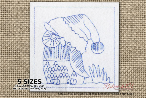 Christmas Owl Bluework: A Charming Embroidery Design