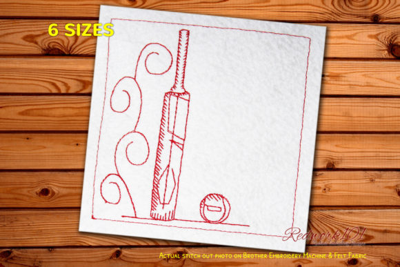 Cricket Bats and Ball Machine Embroidery