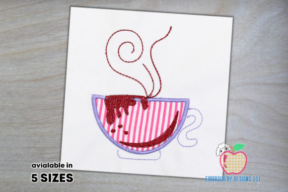 Cup with the Hot Coffee: A Cozy Embroidery Design