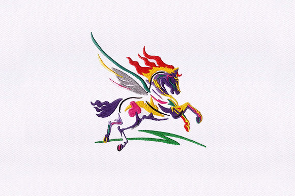 Elegant Pegasus Horse Design for Embroidery