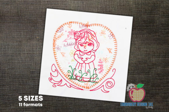 Little Girl in a Heart: A Charming Embroidery Design