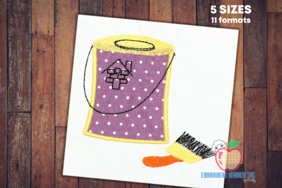 Paint Can and Brush: A Versatile Embroidery Design