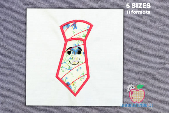 Red Color Tie Cartoon for Business Embroidery