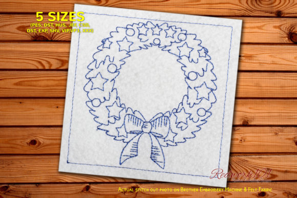 Review: Colorful Christmas Wreath Redwork