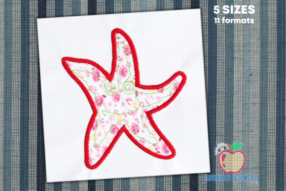 Star Fish with Orange Green Color Embroidery
