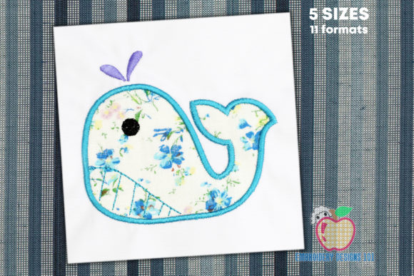 Whale with the Outline Applique: A Charming Embroidery Design